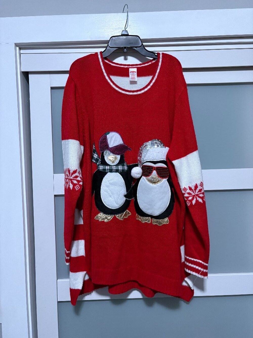 Holiday Time Women's Chirmstas Sweater Peguin Couple Ugly Sweater Party 3X